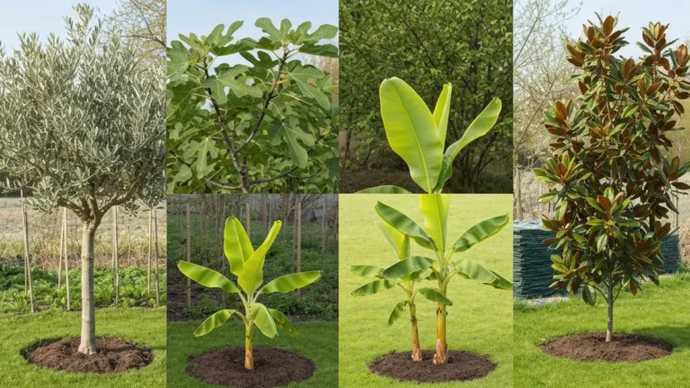 Oliwnik, figowiec, bananowiec japońskiego ogrodnika i magnolia grandiflora w polskim ogrodzie - rośliny graniczne mrozoodporne